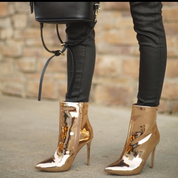 rose gold metallic booties